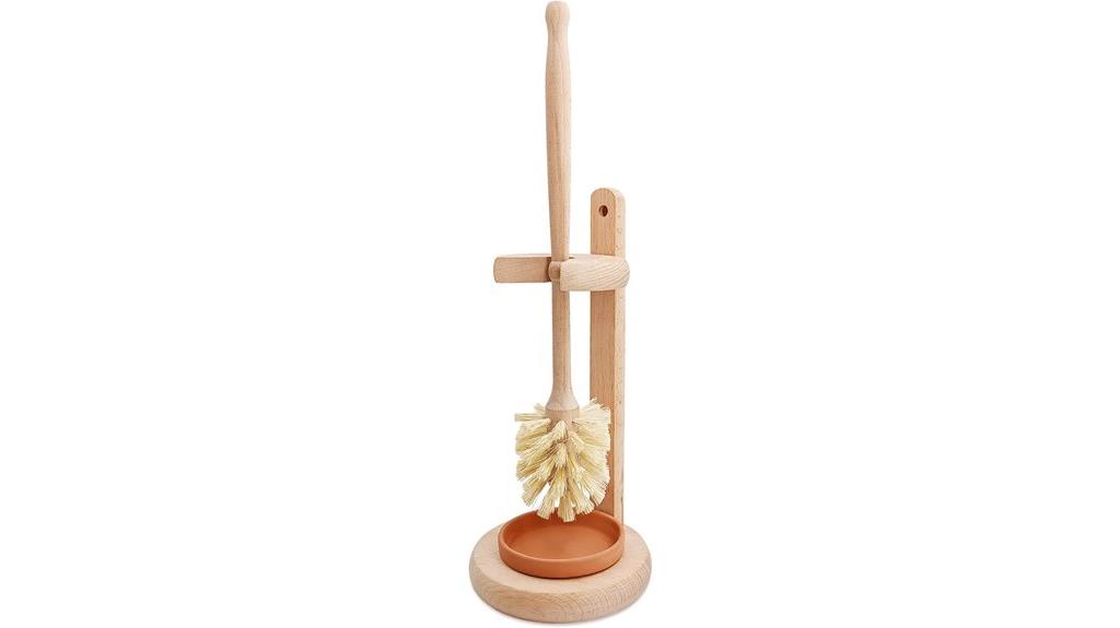 wooden toilet brush set