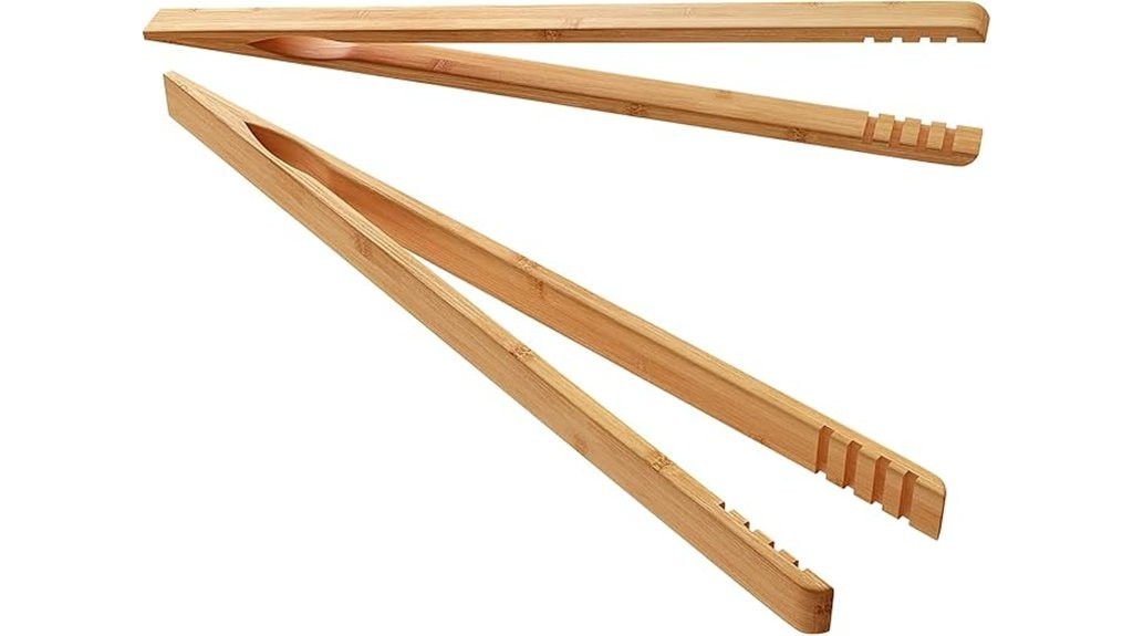 non slip bamboo toast tongs
